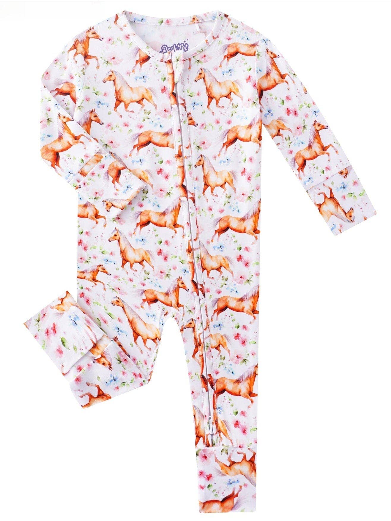 Horse Bamboo Baby Convertible Zippy Romper