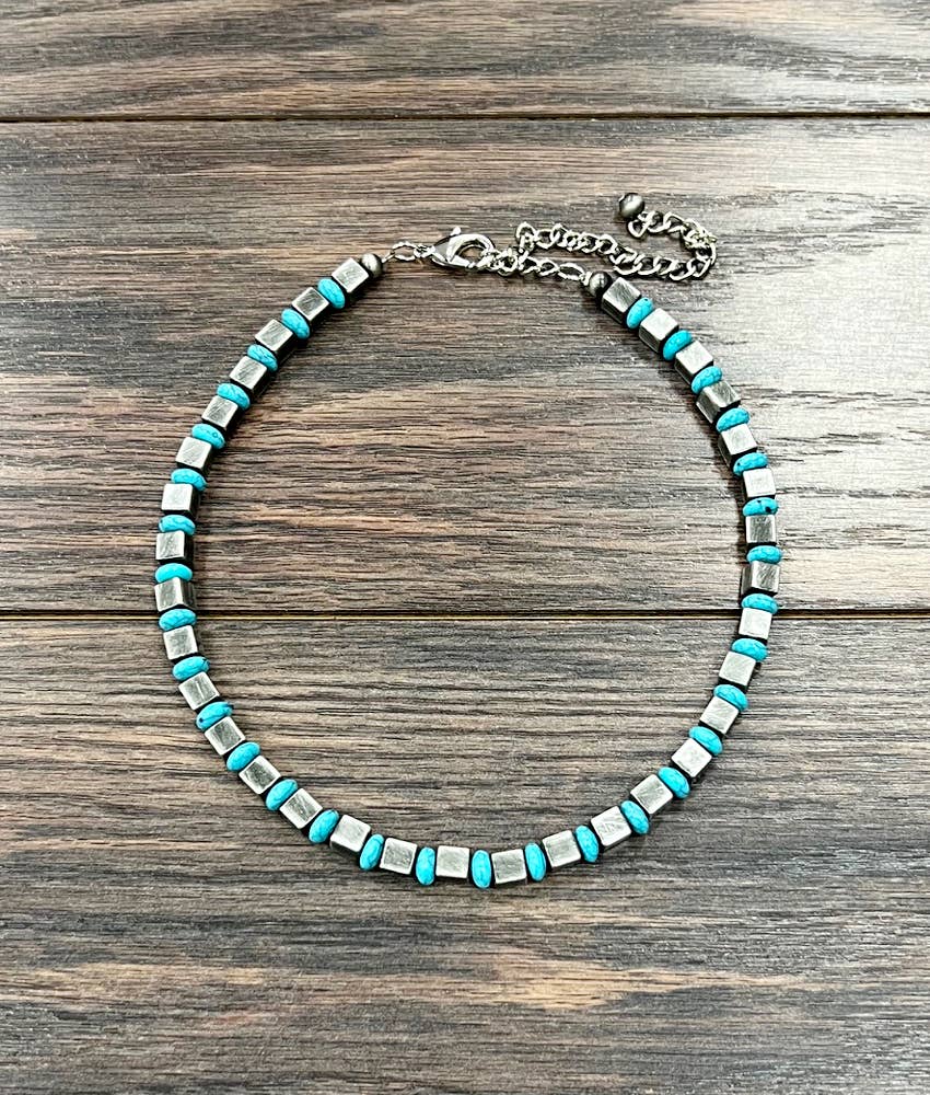 739359, Handmade Square Navajo Bead Necklace