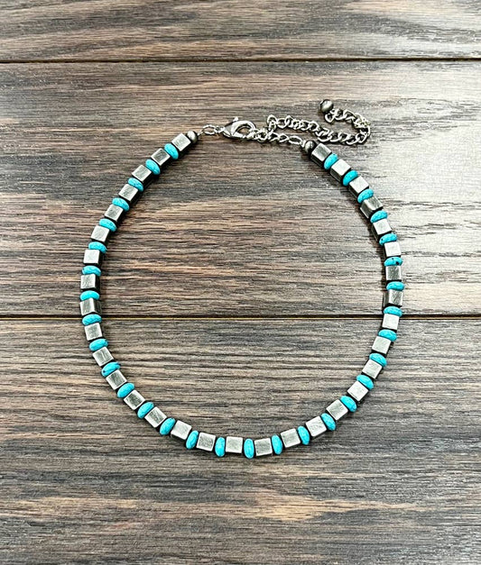 739359, Handmade Square Navajo Bead Necklace