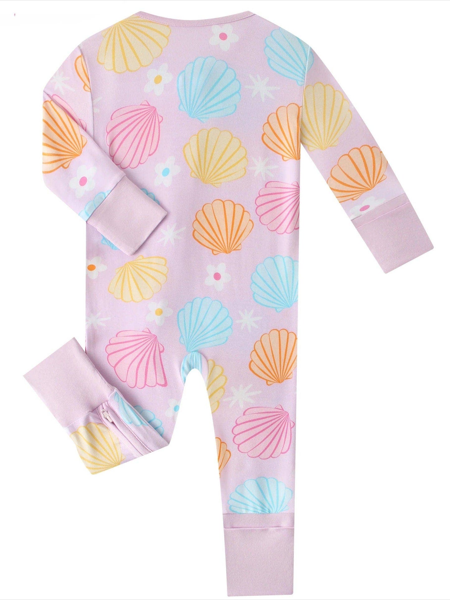 Colorful Seashell Bamboo Baby Convertible Zippy Romper