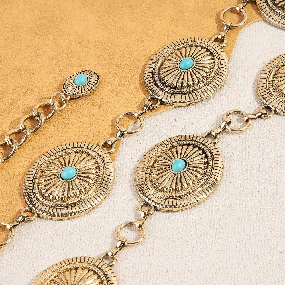 Western Oval Concho Chain Belt