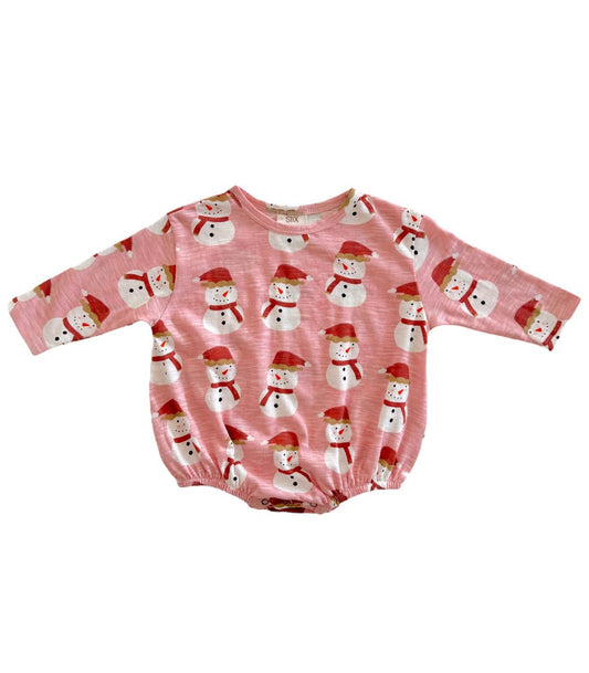 Snowman Pink / Organic Long Sleeve T-Shirt Bubble