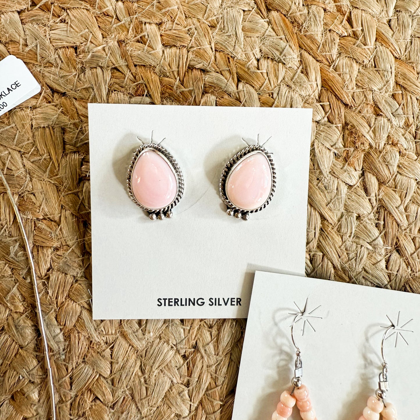 handmade pink conch stud earring