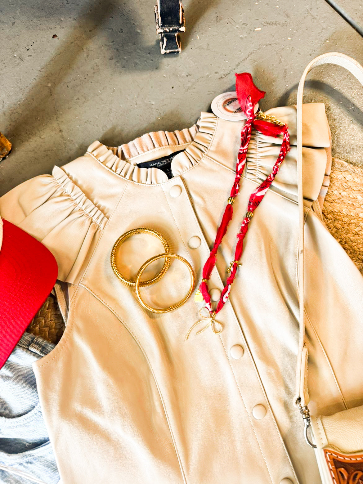 Pleather button down blouse