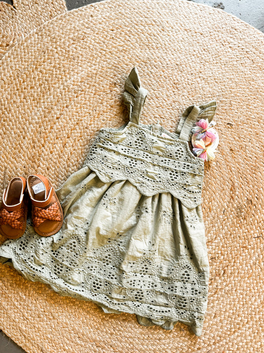 Sage Eyelet Dress