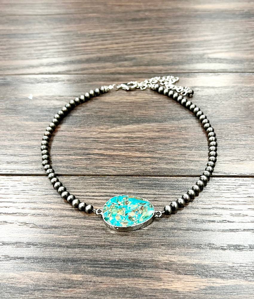 739553, Handmade 15" Navajo Gemstone Necklace