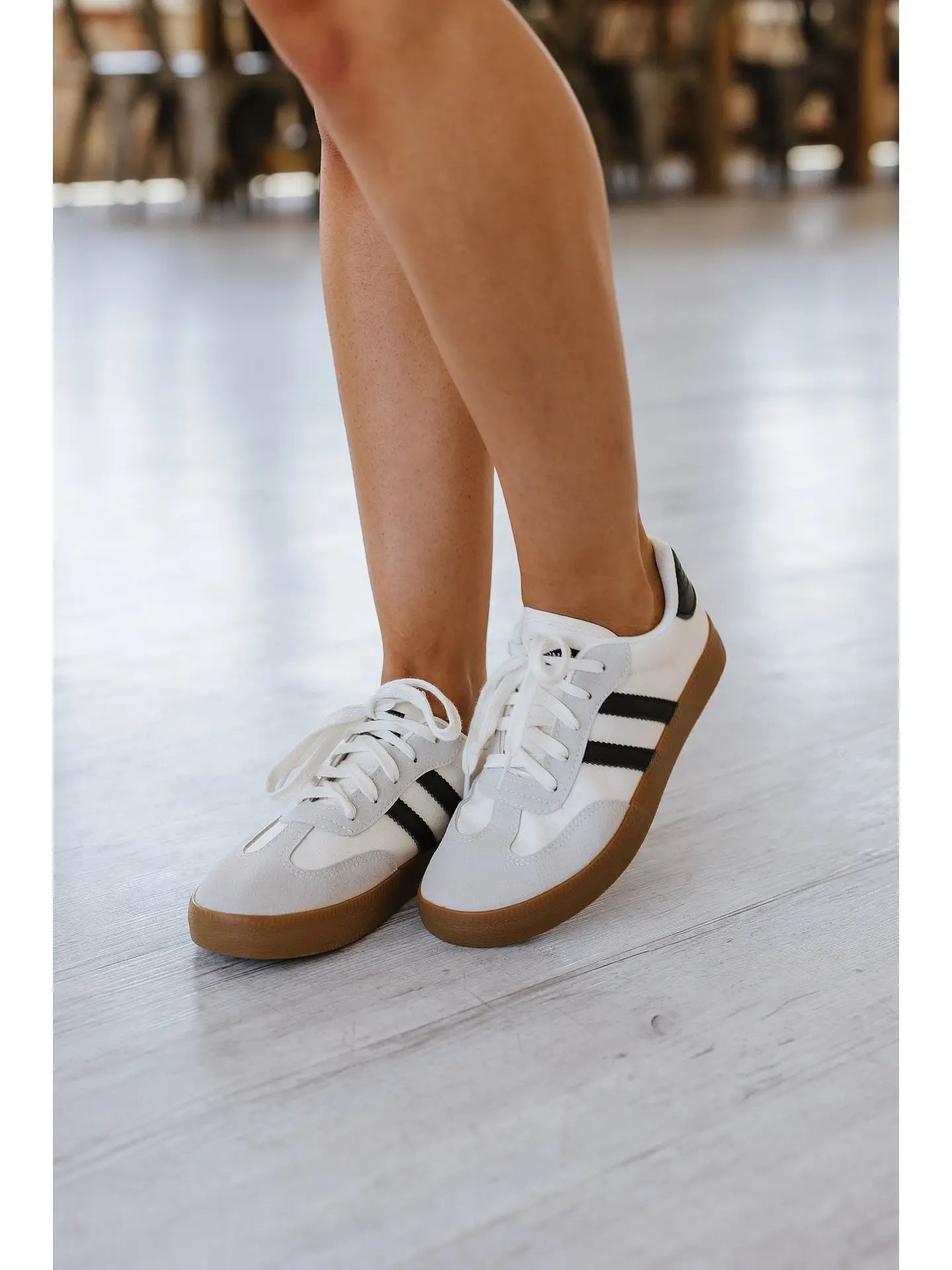 Striped Laced Up Flat Sneakers