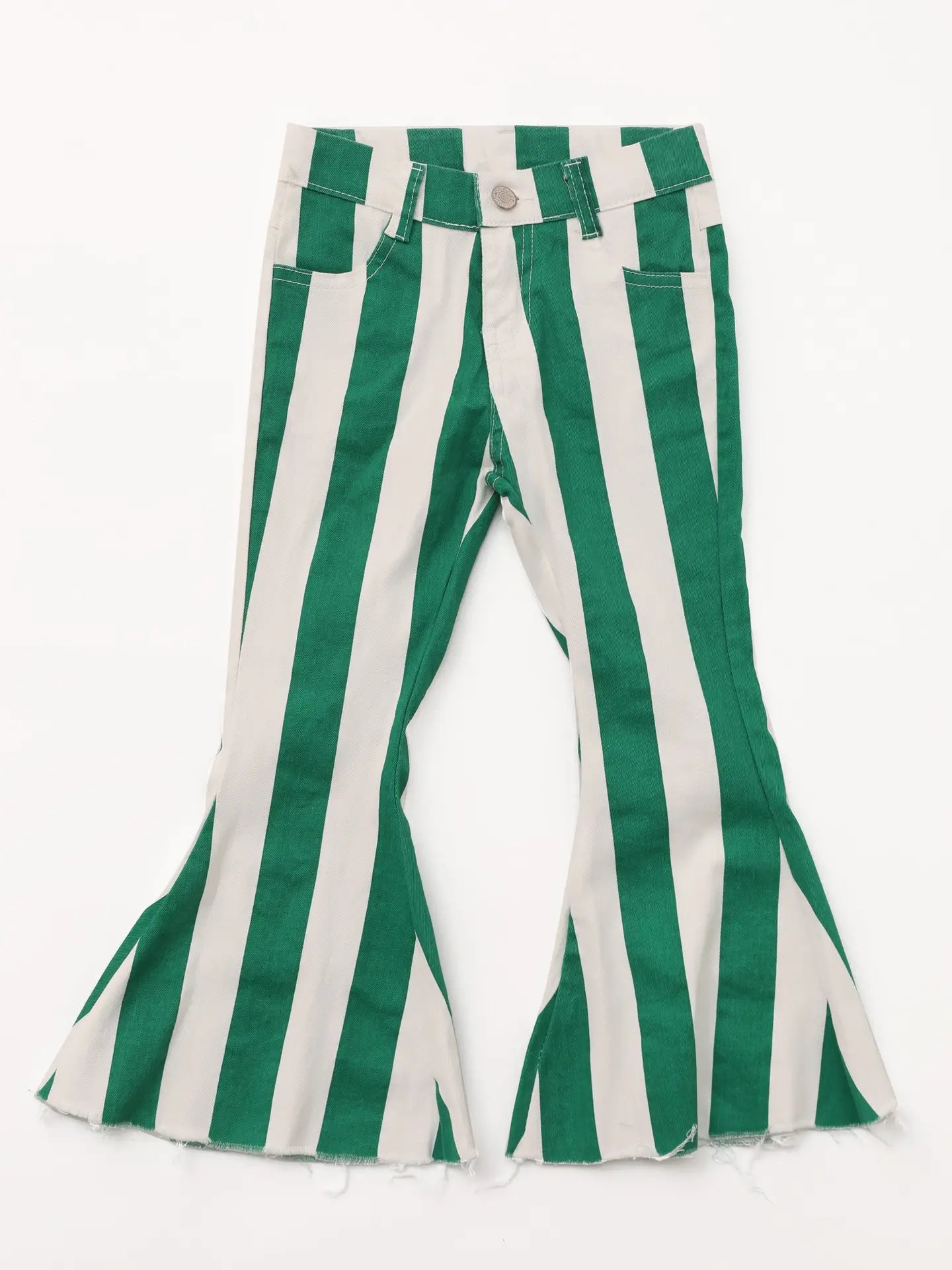 Baby Girl Green Striped Flare Jeans