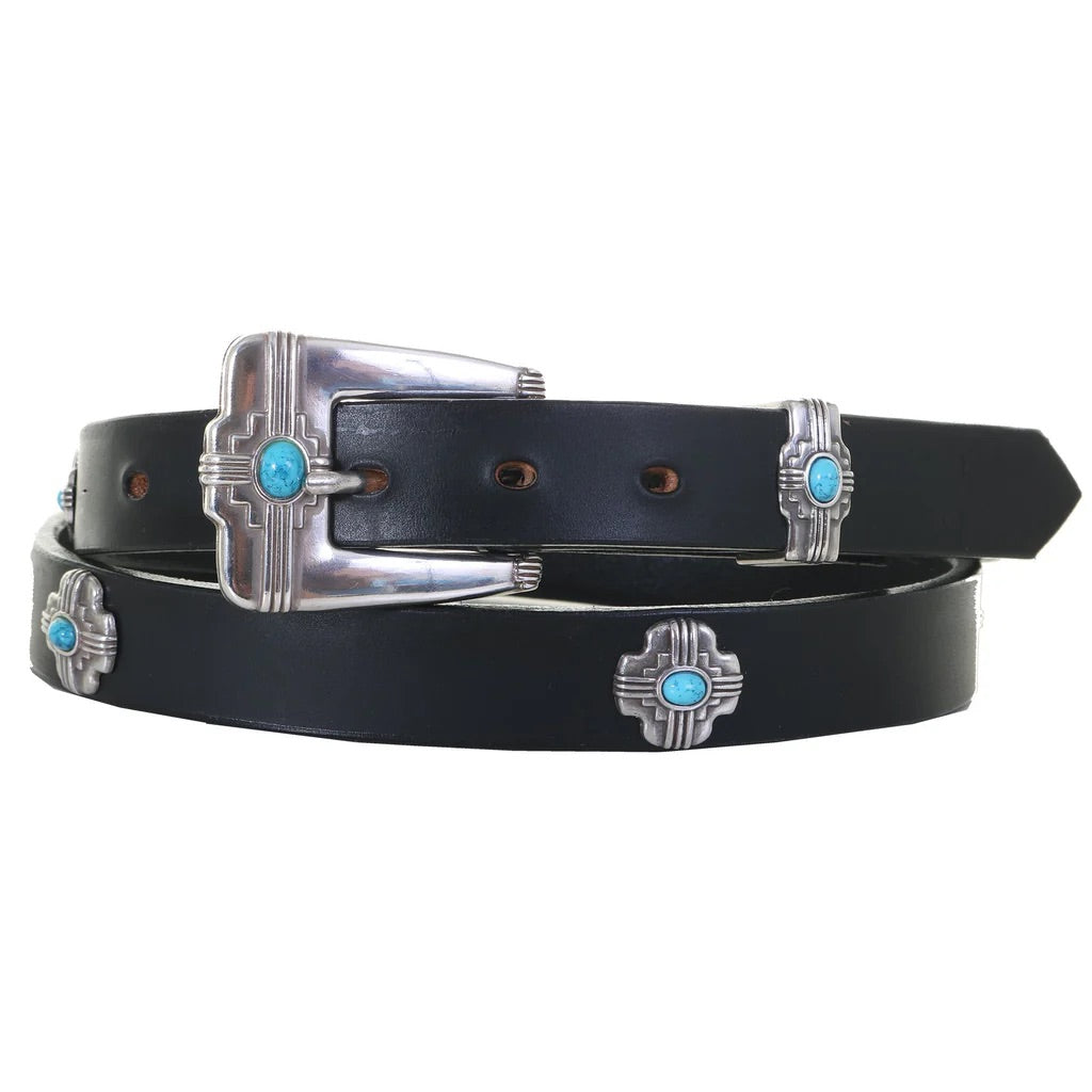 B1099- black harness leather concho belt