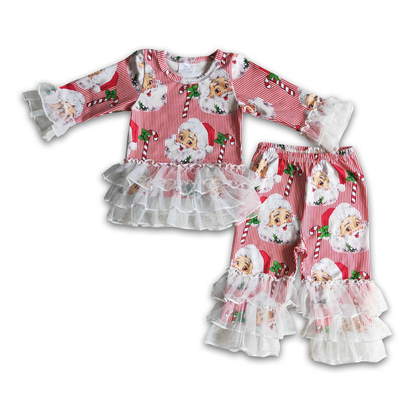 Santa tulle shirt match pants Christmas outfits