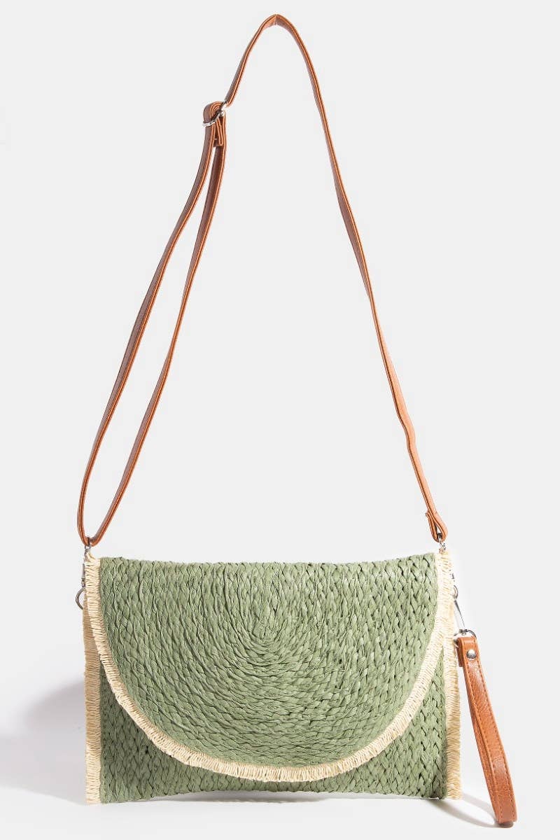 Paper Braided Envelope Clutch Bag