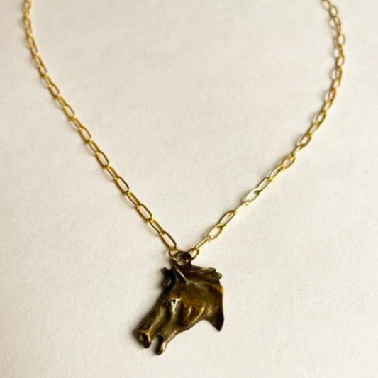 Horse head paperclip necklace
