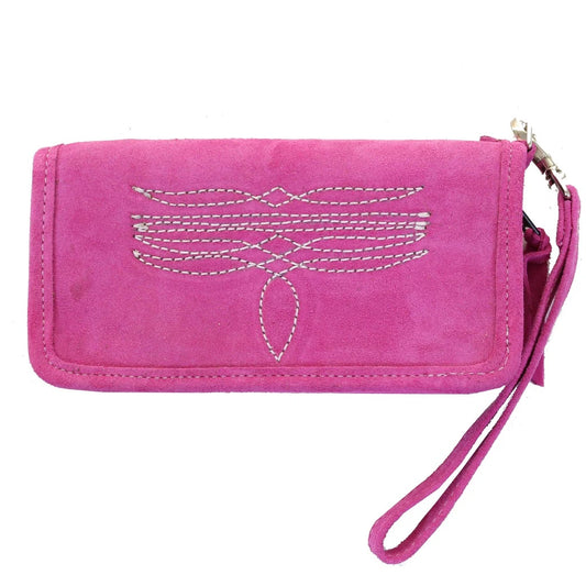 Hot pink suede zipper wallet