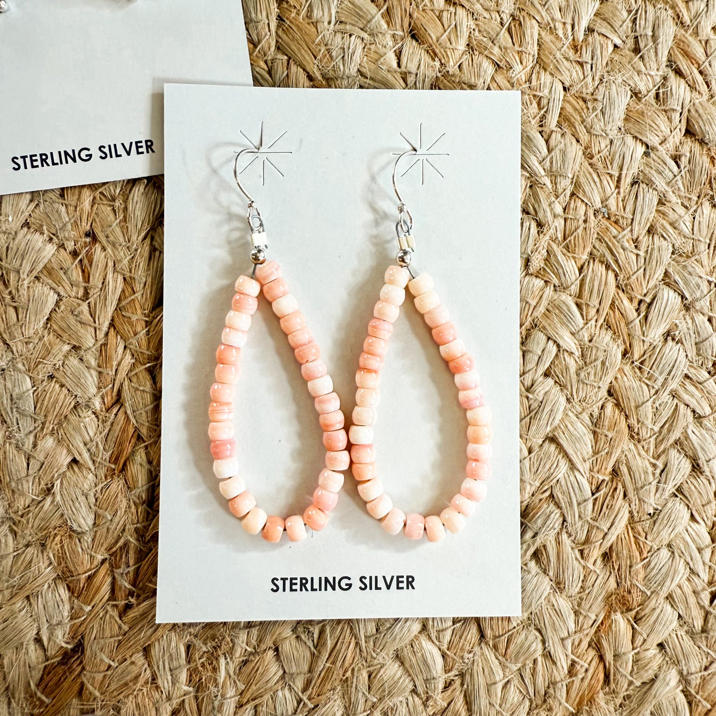 Pink conch beaded dangling earring