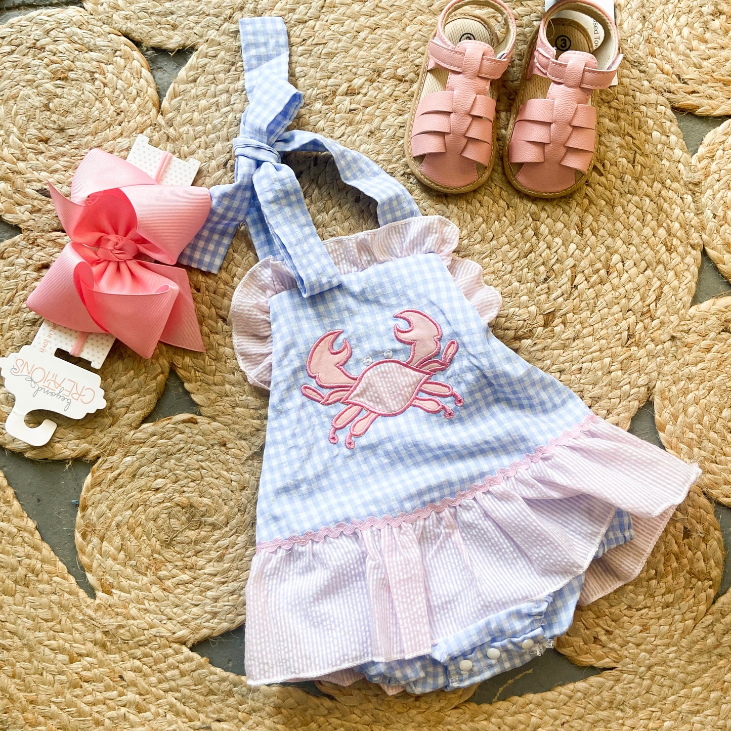 Crab Gingham Onesie