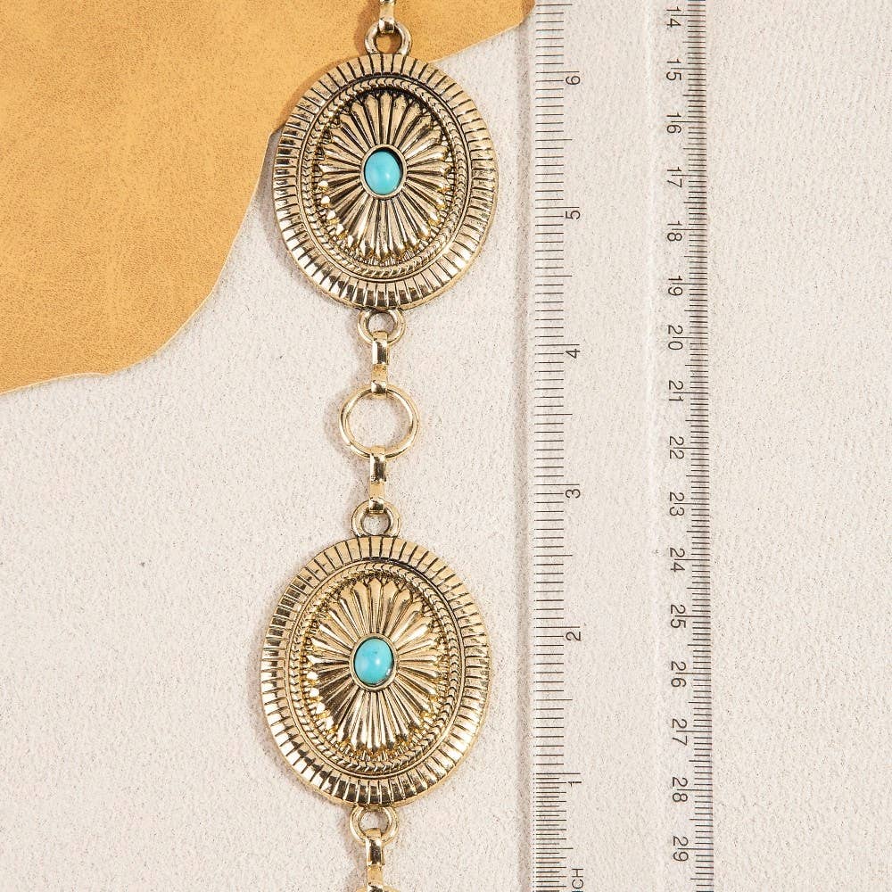Western Oval Concho Chain Belt