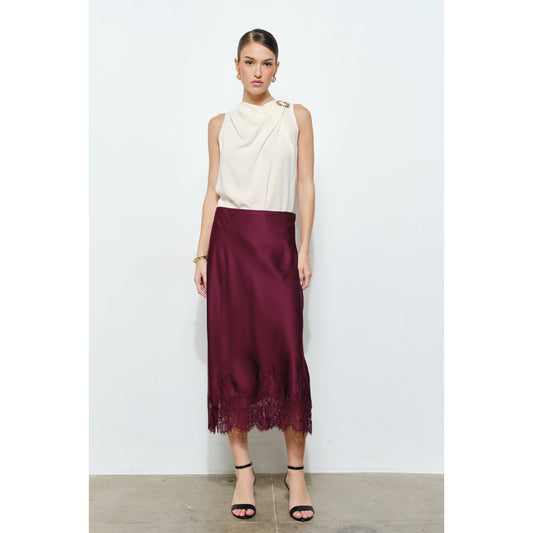Wine Lace Midi Skirt