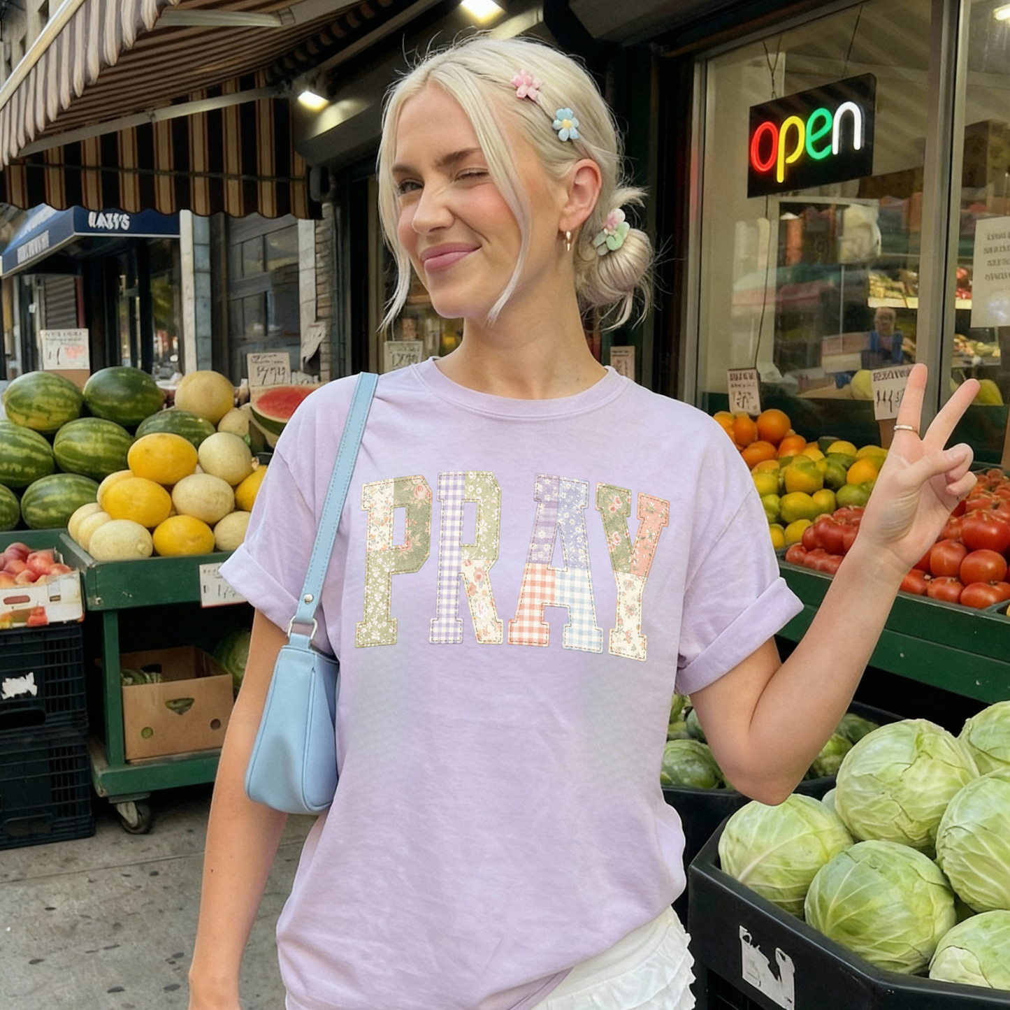 PRAY Patchwork Graphic Tee