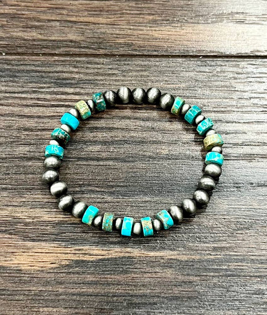 711554, Handmade Navajo Gemstone Stretch Bracelet