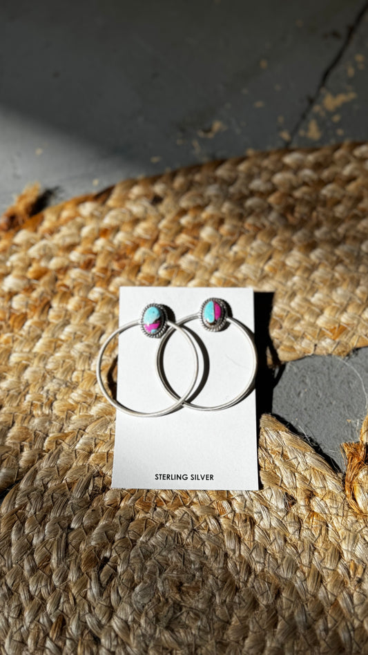 Cotton Candy Stud-Hoop Earring