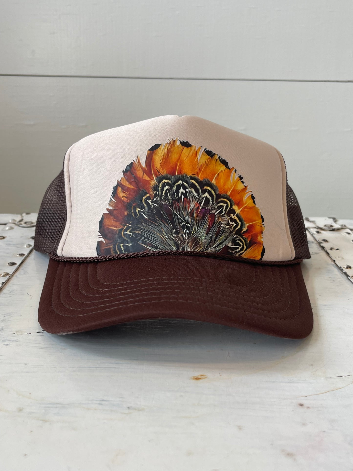 Kids printed pheasant trucker hat