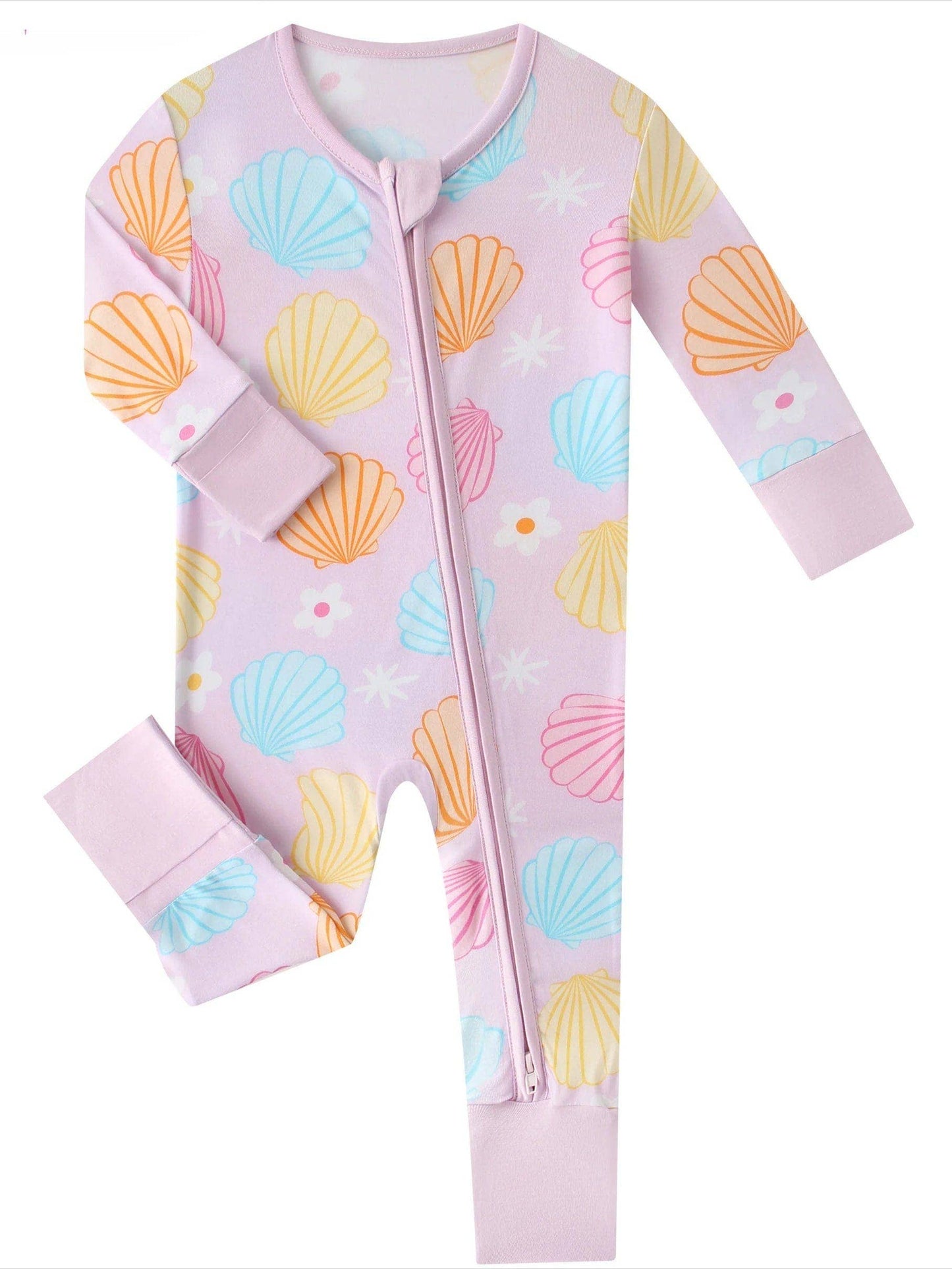 Colorful Seashell Bamboo Baby Convertible Zippy Romper