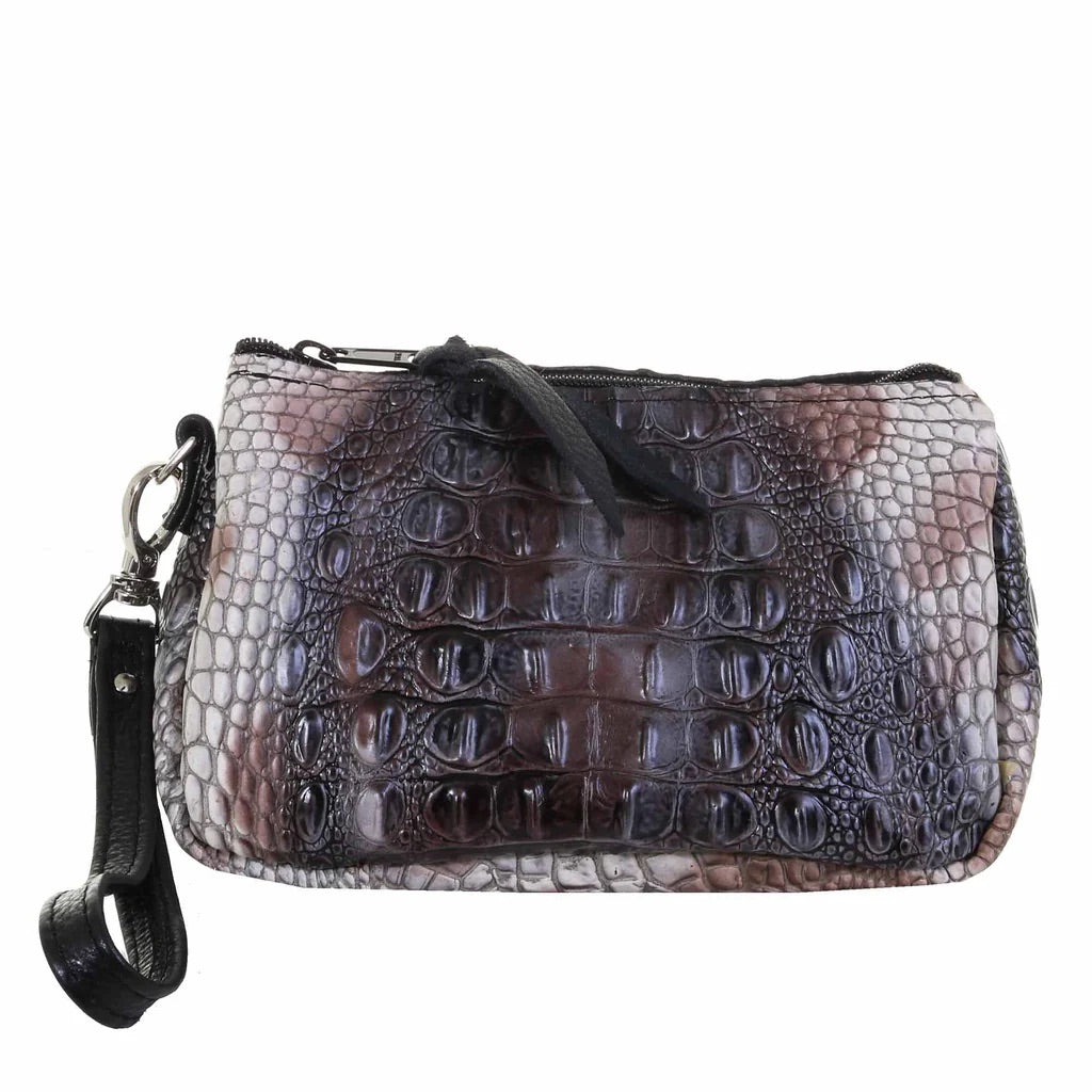 LMP22- zebra crocodile print large makeup pouch