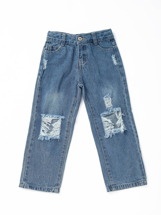 Boys Light Blue Washed Denim Pants