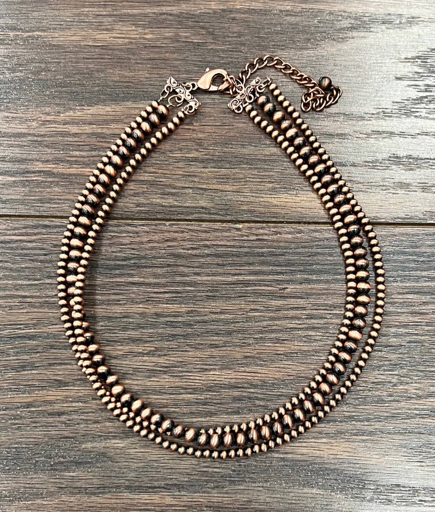 736511, Handmade 18" Copper Navajo Bead Necklace