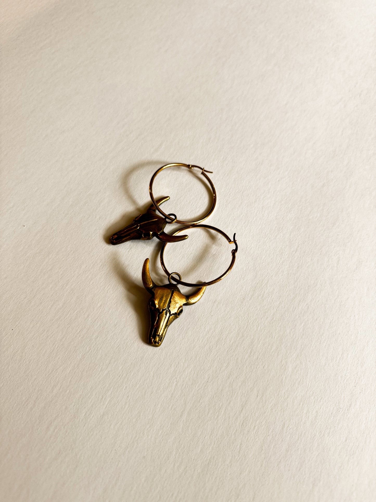 Golden Steerhead Hoop Earrings