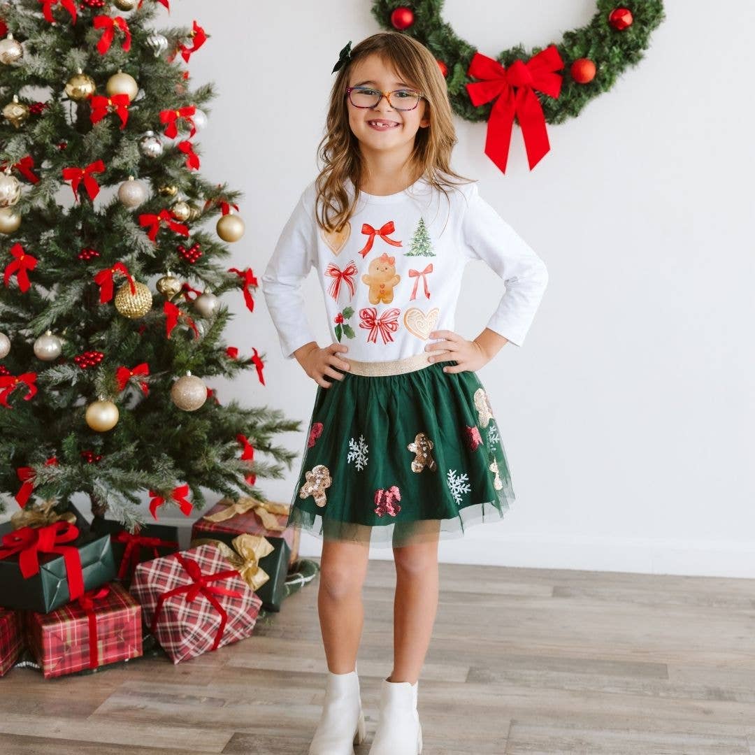 Gingerbread Joy Sequin Christmas Tutu - Kids Clothing
