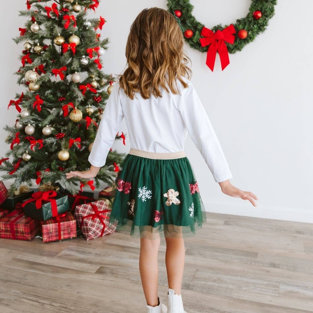 Gingerbread Joy Sequin Christmas Tutu - Kids Clothing