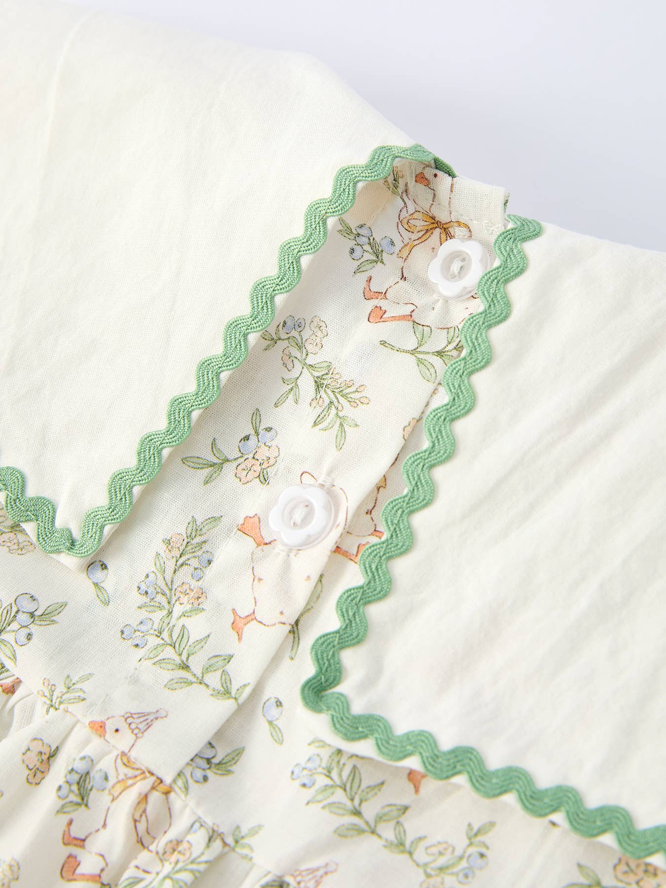 Vintage Floral Duck Embroidery Spring Dress