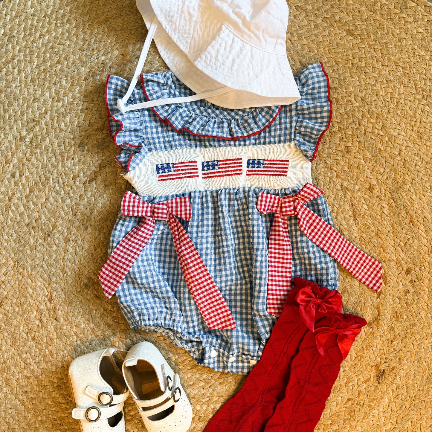 Gingham American Flag Onesie