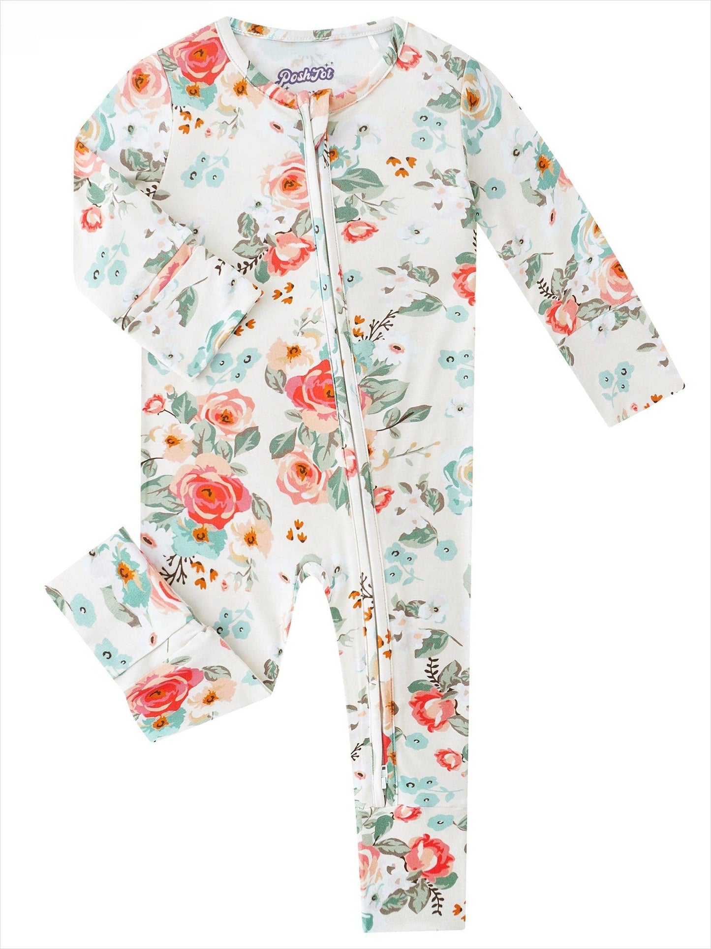 Retro Small Flowers Bamboo Baby Convertible Zippy Romper