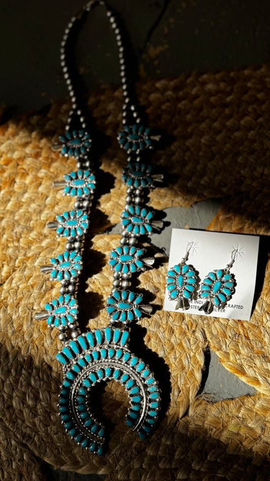 Navajo Handmade Turquoise Necklace Set