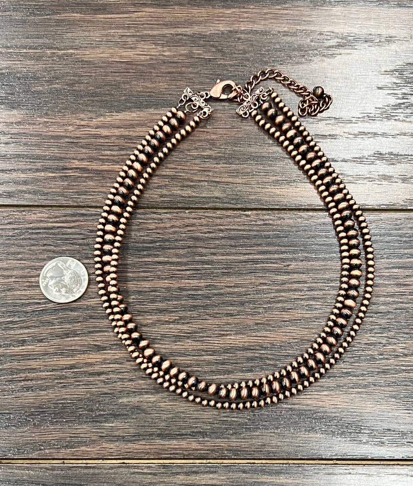 736511, Handmade 18" Copper Navajo Bead Necklace