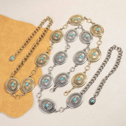 Western Oval Concho Chain Belt