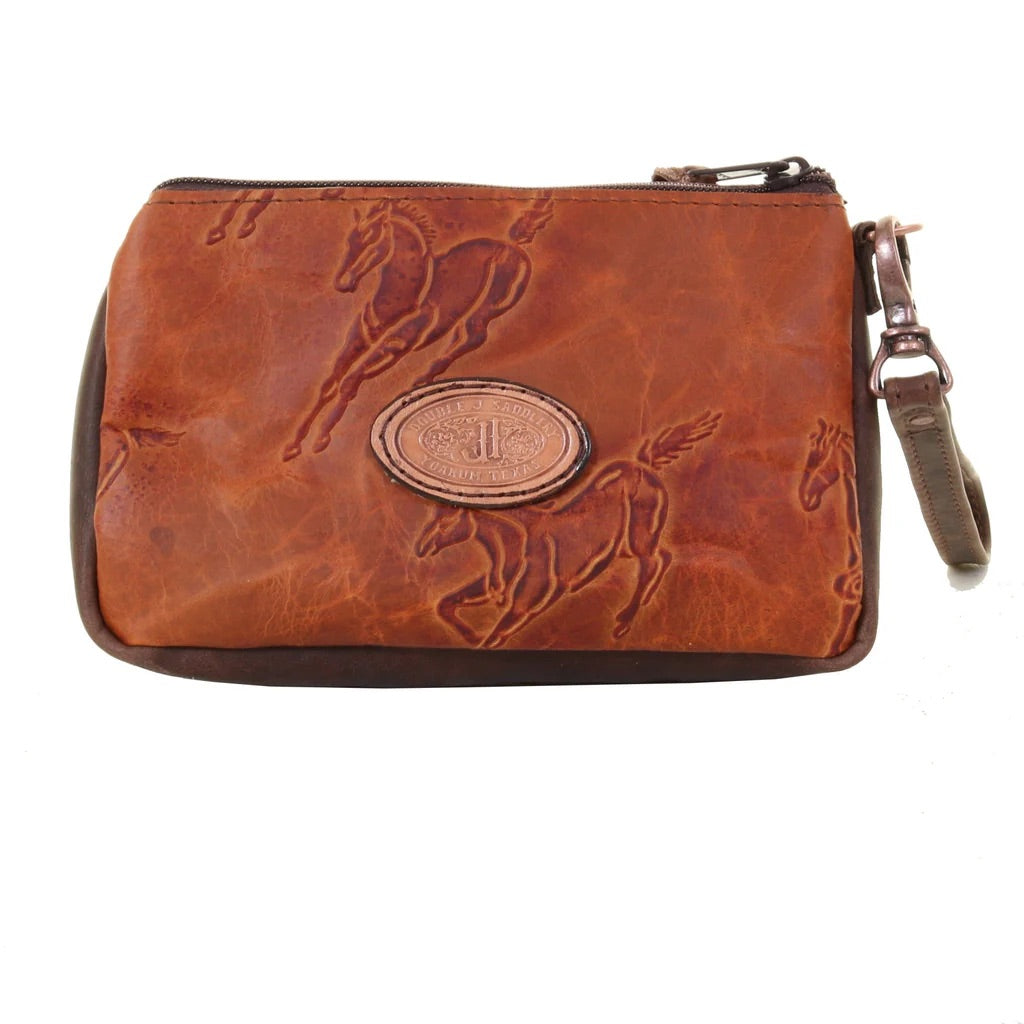 MPG129- Saddle tan wild horses makeup pouch