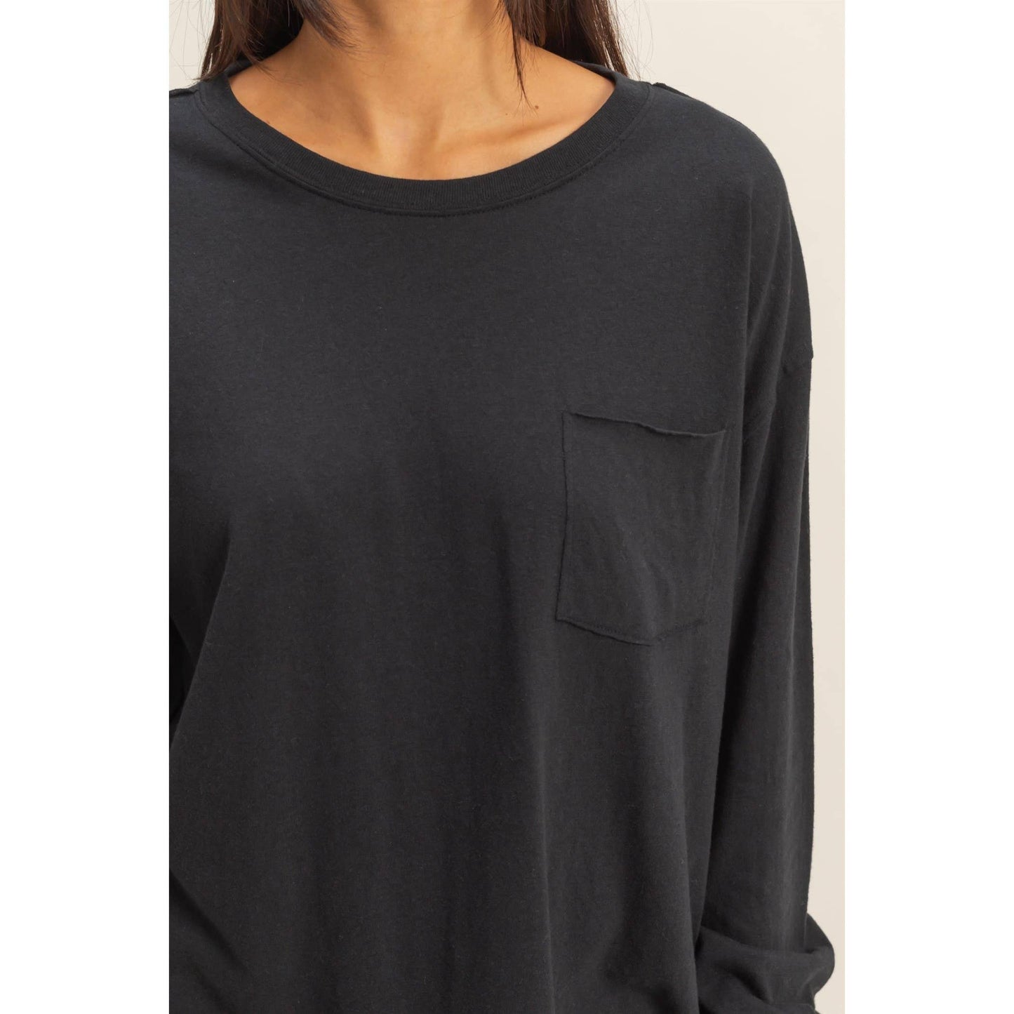 Black Long Sleeve Pocket T-Shirt