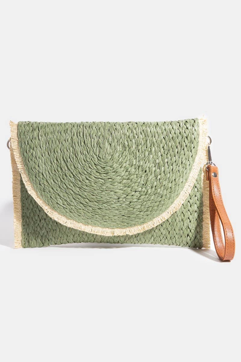Paper Braided Envelope Clutch Bag