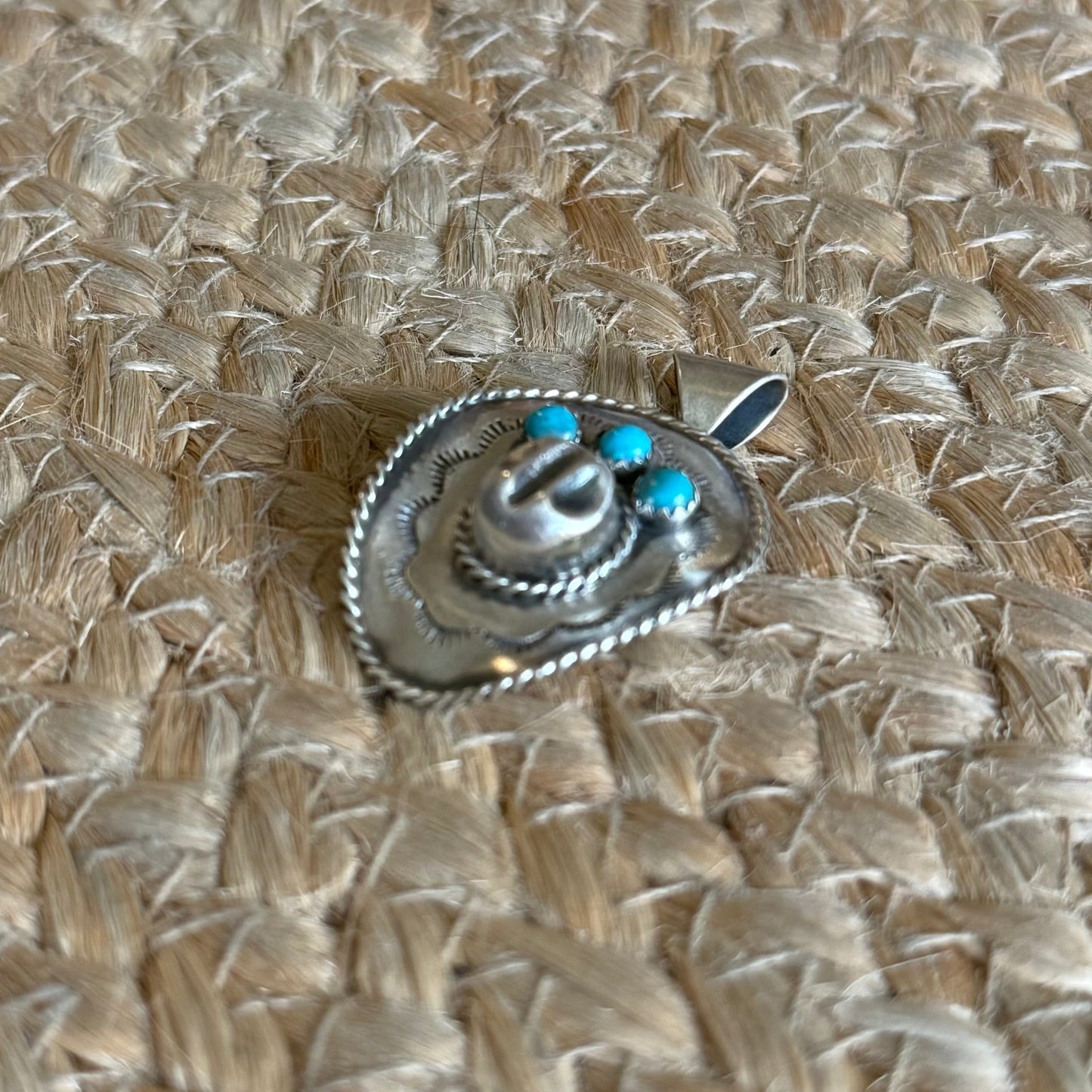 Kingman Turquoise Cowboy Hat Pendent