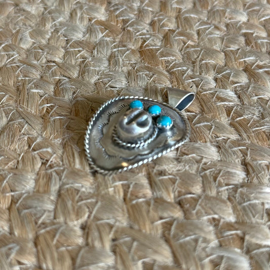 Kingman Turquoise Cowboy Hat Pendent