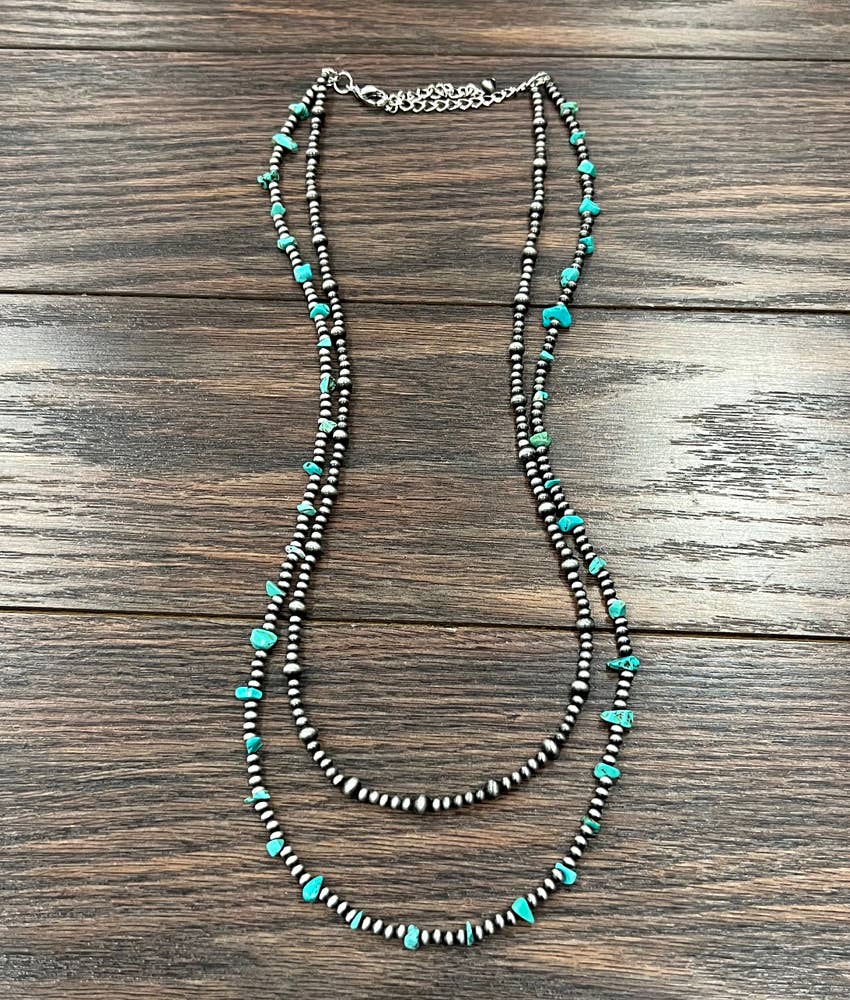 737113, 30" 2-strand Navajo Turquoise Necklace
