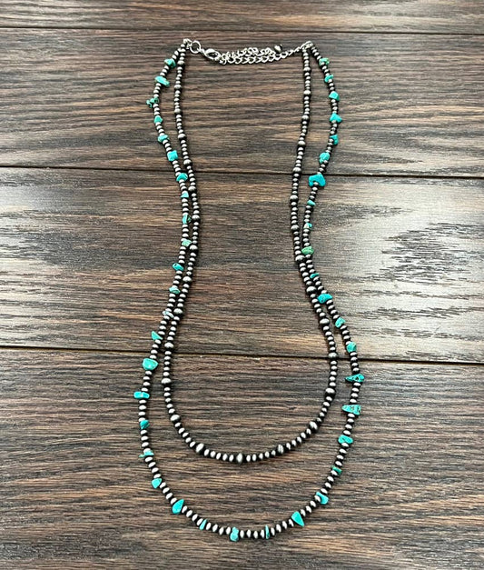 737113, 30" 2-strand Navajo Turquoise Necklace