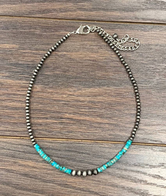 734390, Handmade 15" Navajo Gemstone Necklace