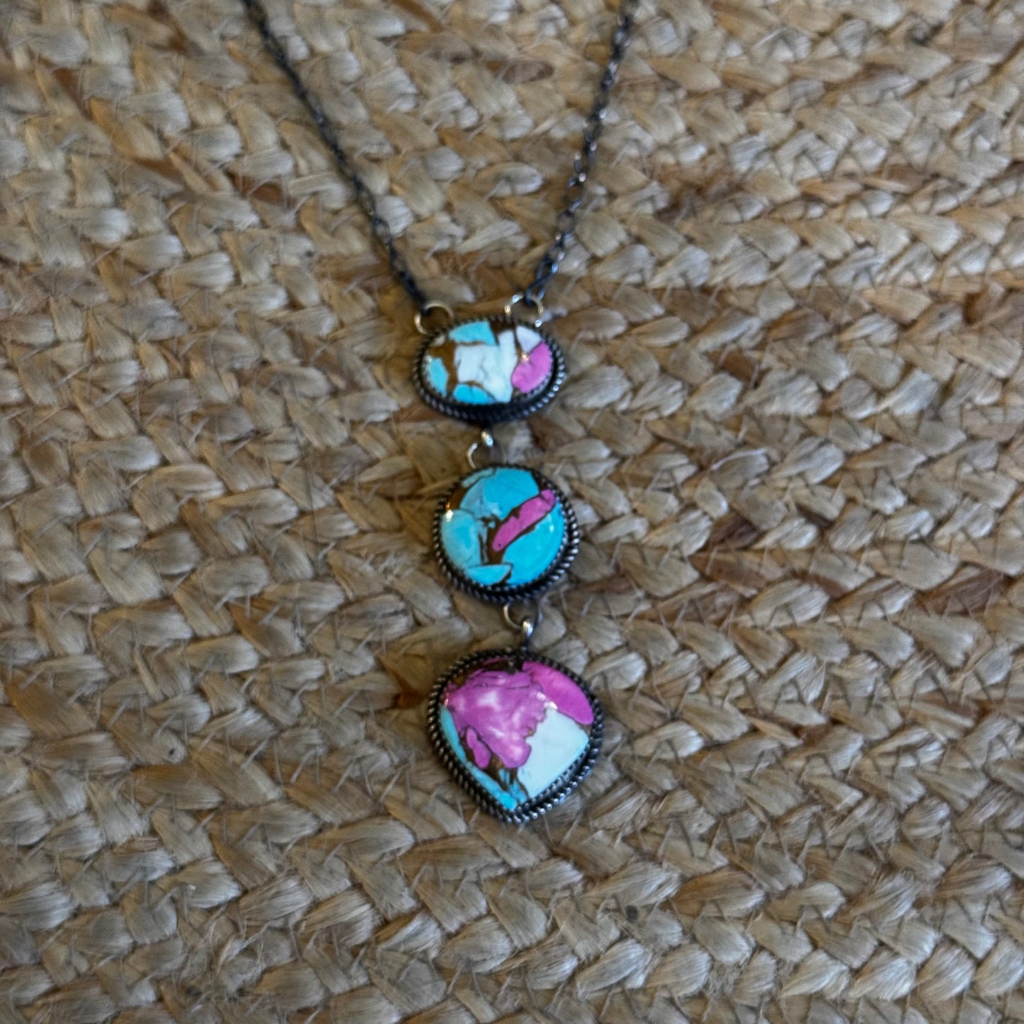 handmade cotton candy long layer necklace