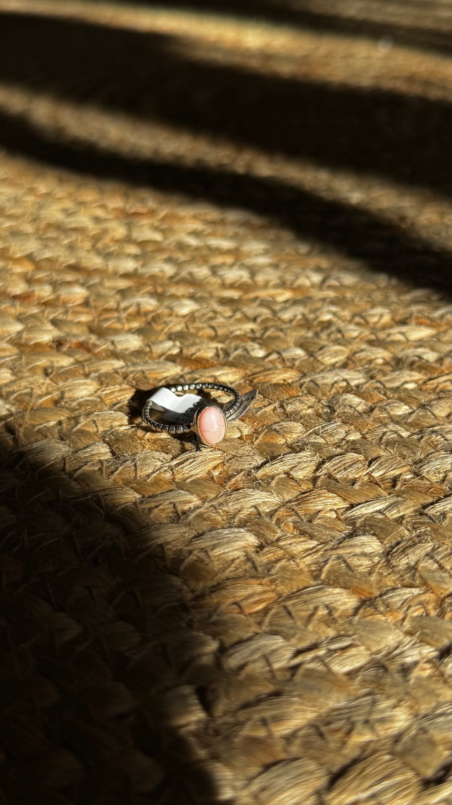 pink conch sterling silver ring
