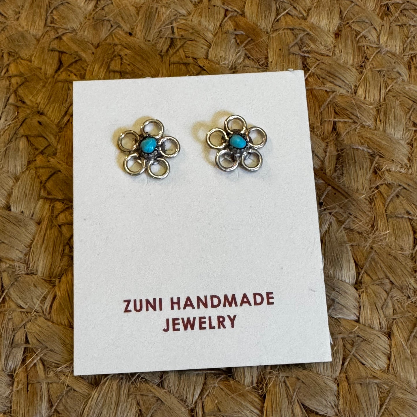 handmade turquoise flower stud earring