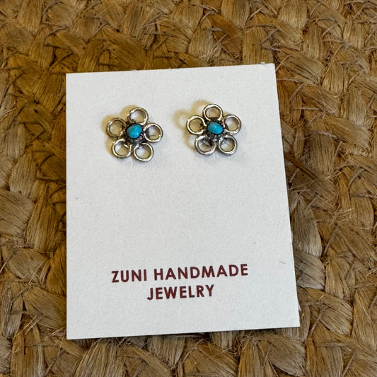 handmade turquoise flower stud earring